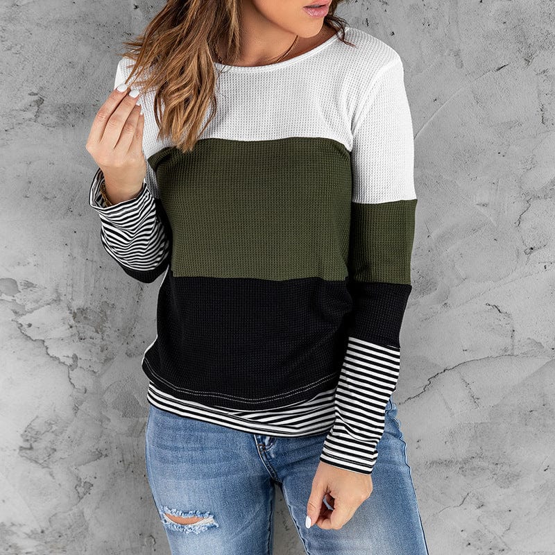 EP | Élégant pullover vert à rayures