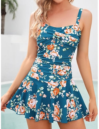 Swimwear Swimdresses One Piece Monokini Tankini Swimsuit Backless Tummy Control High Waist Slim Vacation Beach Wear V Neck Sleeveless Bathing Suits