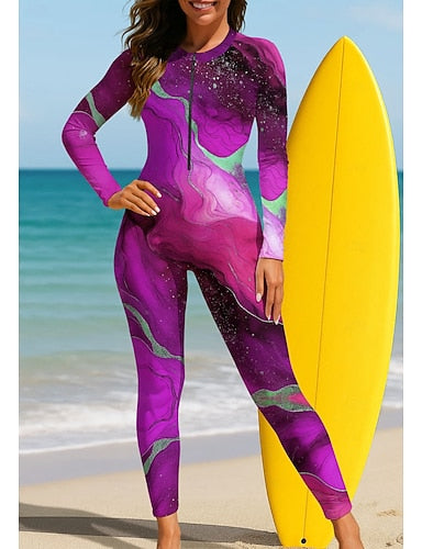 Regular Rash Guard Full Body Rash Guard Bathing Suit Marble With Built in Bra Front Zip Uv Sun Protection Full Coverage Upf50+ Long Sleeve Full Body Swimwear Swimsuit Surfing Canoeing Beach