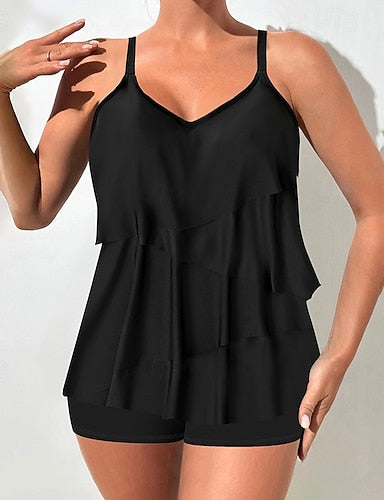 Swimwear 2 Piece High Waist Swimsuit Backless Vacation Beach Wear Ombre V Neck Sleeveless Bathing Suits