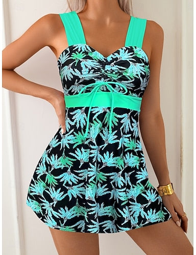 Swimwear Tankini 2 Piece Shorts Swimsuit Tummy Control High Waist Slim Backless Vacation V Neck Sleeveless Bathing Suits