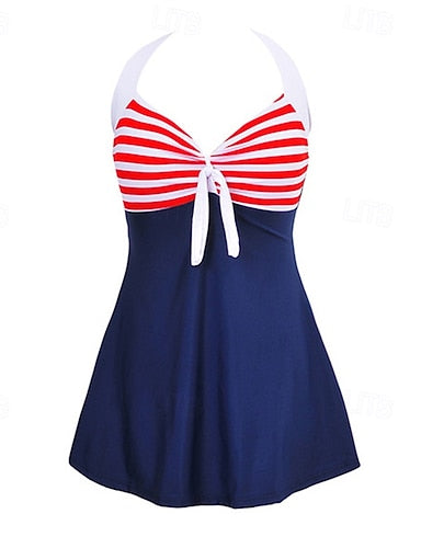 Regular Halter Bikini Top Bathing Suit Swimsuits Stripes Uv Protection Elastic Sleeveless Swimwear Swimsuit Surfing Diving Swimming Summer