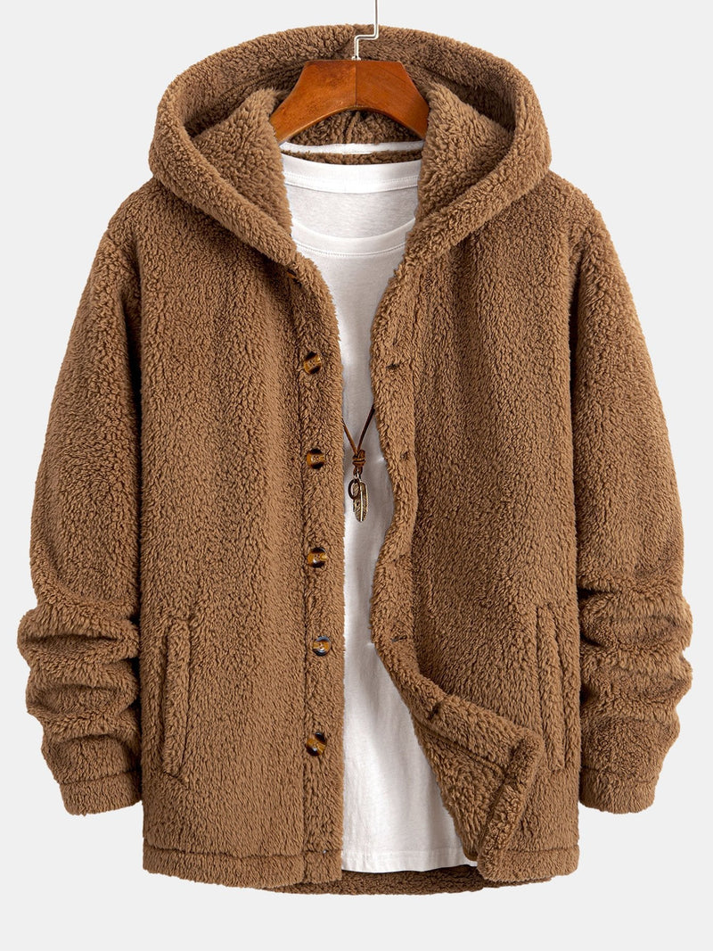 EP | Ravo™ Veste en polaire Teddy douillette avec capuche et fermeture à boutons.