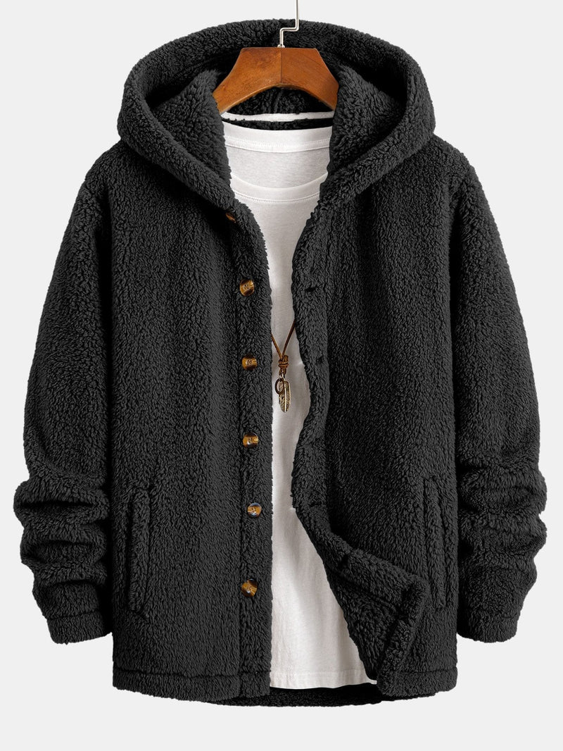 EP | Ravo™ Veste en polaire Teddy douillette avec capuche et fermeture à boutons.