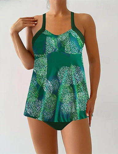 One Piece Swimsuit V Neck Swimwear Swimwear Purple Green Breathable Quick Dry Lightweight Sleeveless - Swimming Surfing Beach Summer Spring