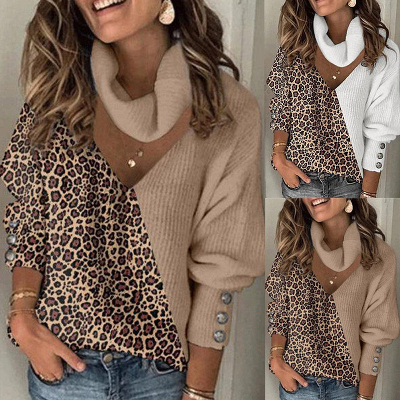 EP | Pull-over en maille patchwork imprimé léopard 2024