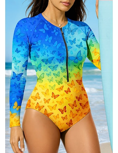 Regular Rash Guard Gradient Abstract Upf50+ Quick Dry Lightweight Long Sleeve Bodysuit Swim Shirt Surfing Canoeing Beach Summer