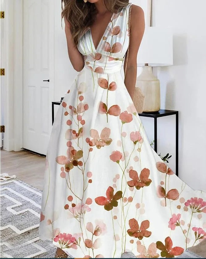 SL | Robe maxi sans manches décolletée en V