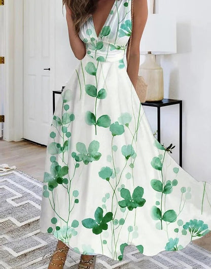 SL | Robe maxi sans manches décolletée en V