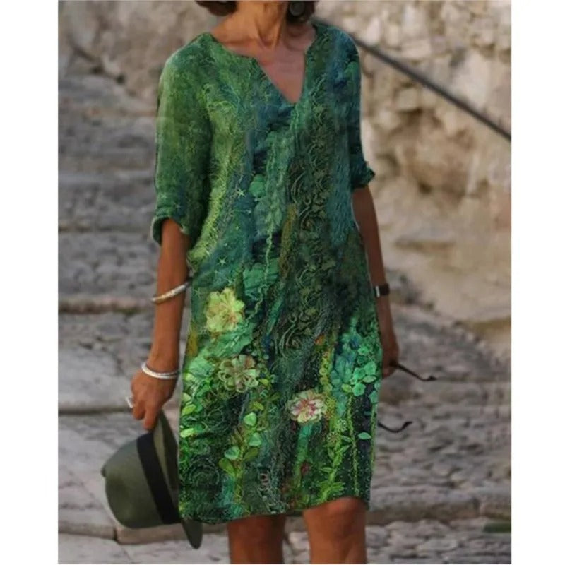 SL | Robe midi avec décolleté en V et imprimé fleuri