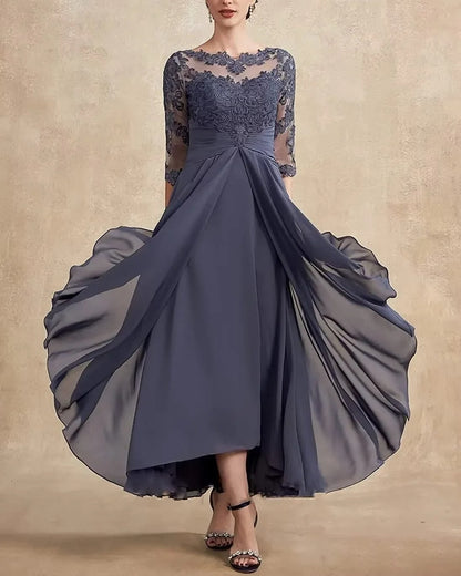 SL | robe maxi en mousseline de soie avec manches transparentes longueur midi