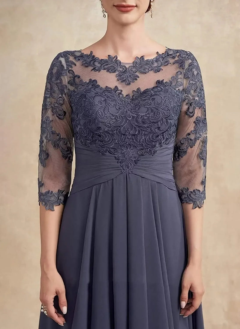 SL | robe maxi en mousseline de soie avec manches transparentes longueur midi