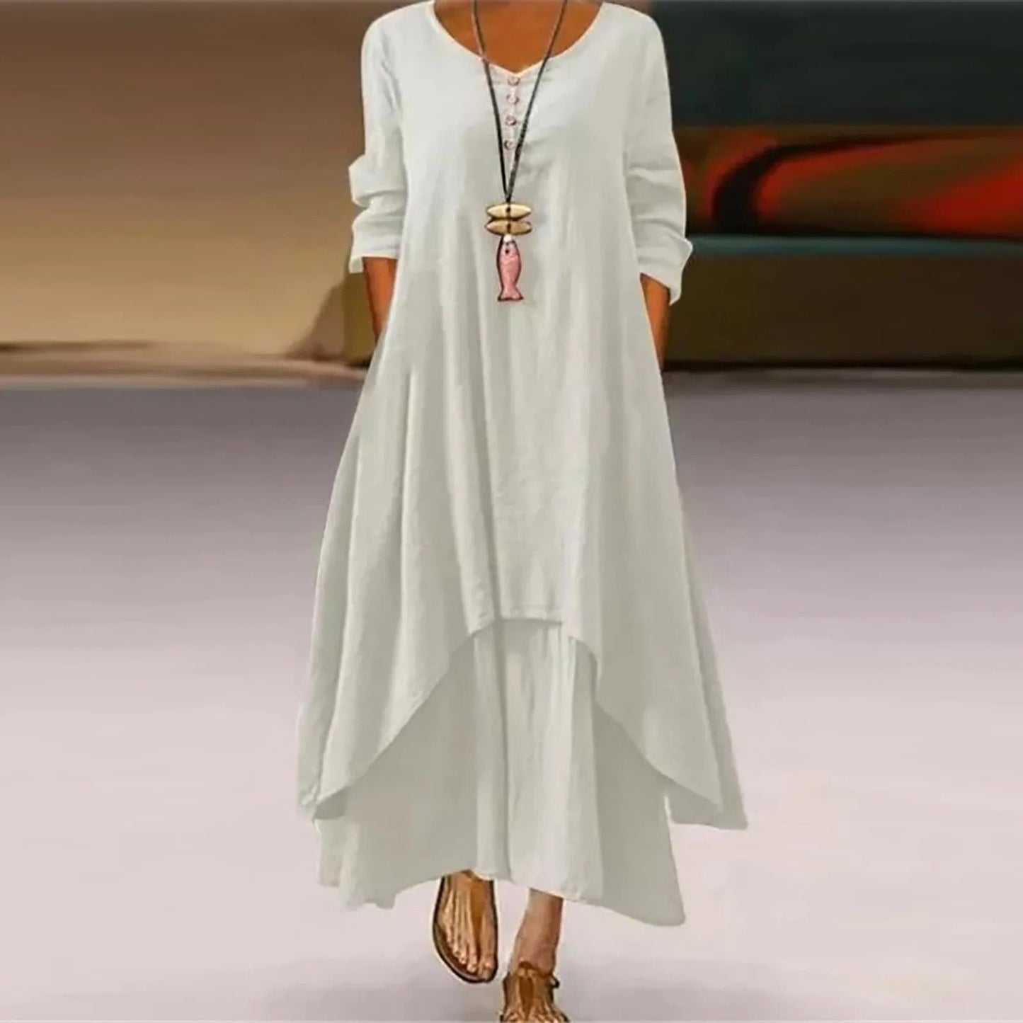 SL | Robe midi fluide à plusieurs couches