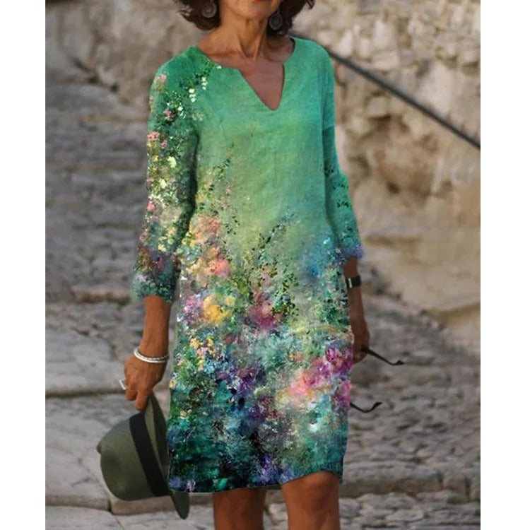 SL | Robe midi avec décolleté en V et imprimé fleuri