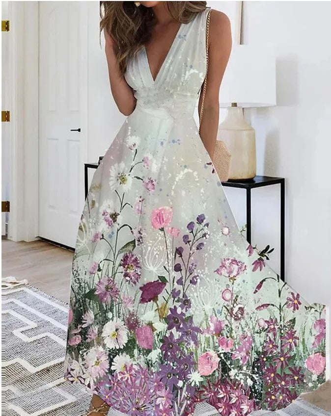 SL | Robe maxi sans manches décolletée en V