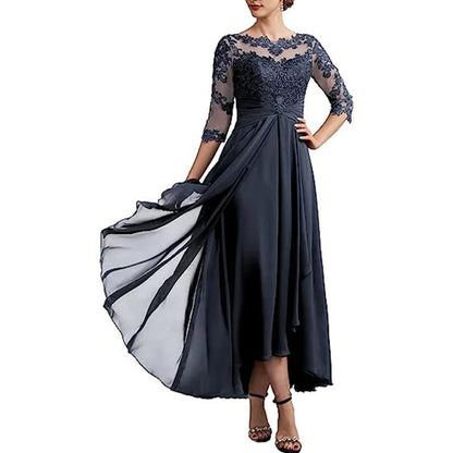 SL | robe maxi en mousseline de soie avec manches transparentes longueur midi