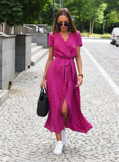 SL | Elégante robe midi d'été à fleurs multicolores