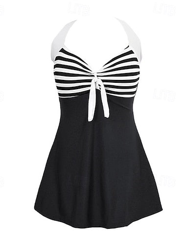 Regular Halter Bikini Top Bathing Suit Swimsuits Stripes Uv Protection Elastic Sleeveless Swimwear Swimsuit Surfing Diving Swimming Summer