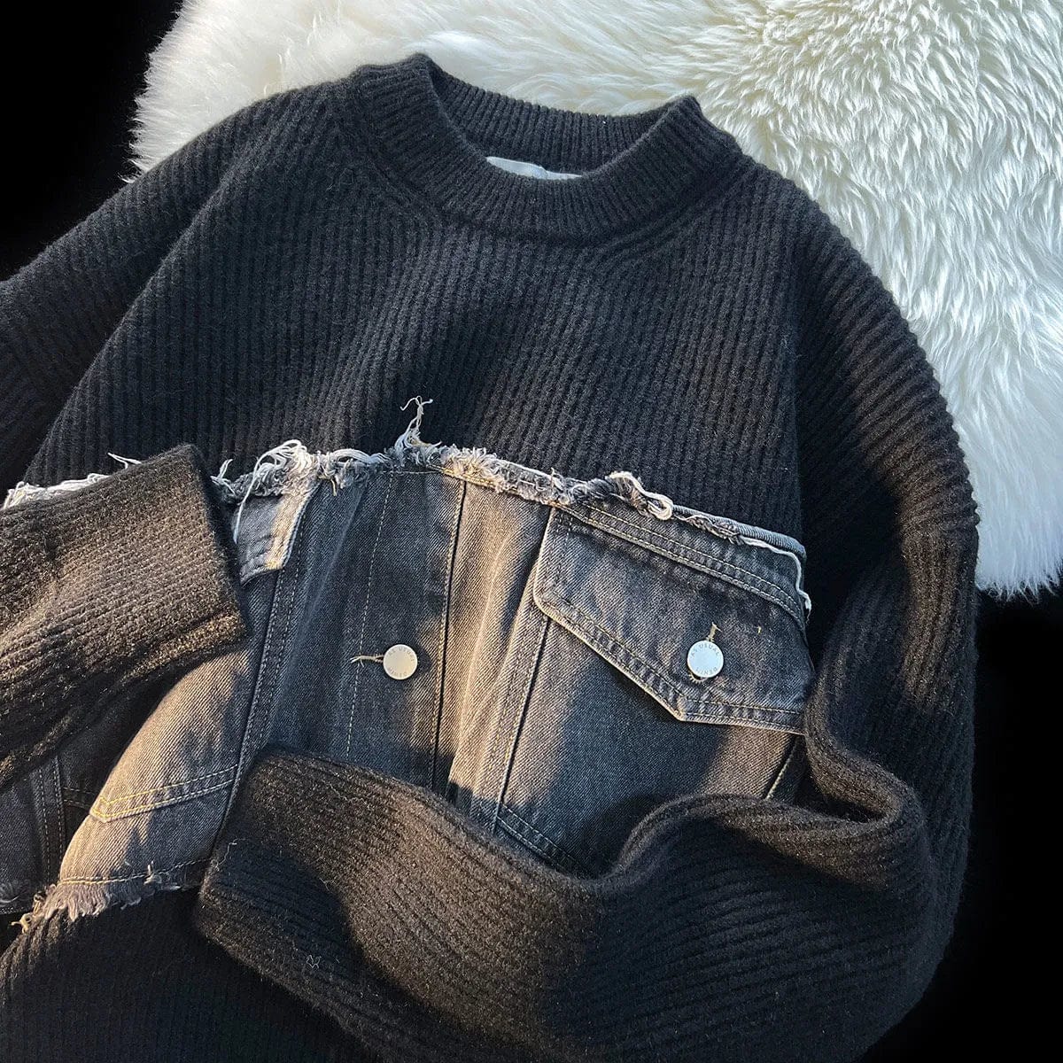 EP | Pull en denim patchwork