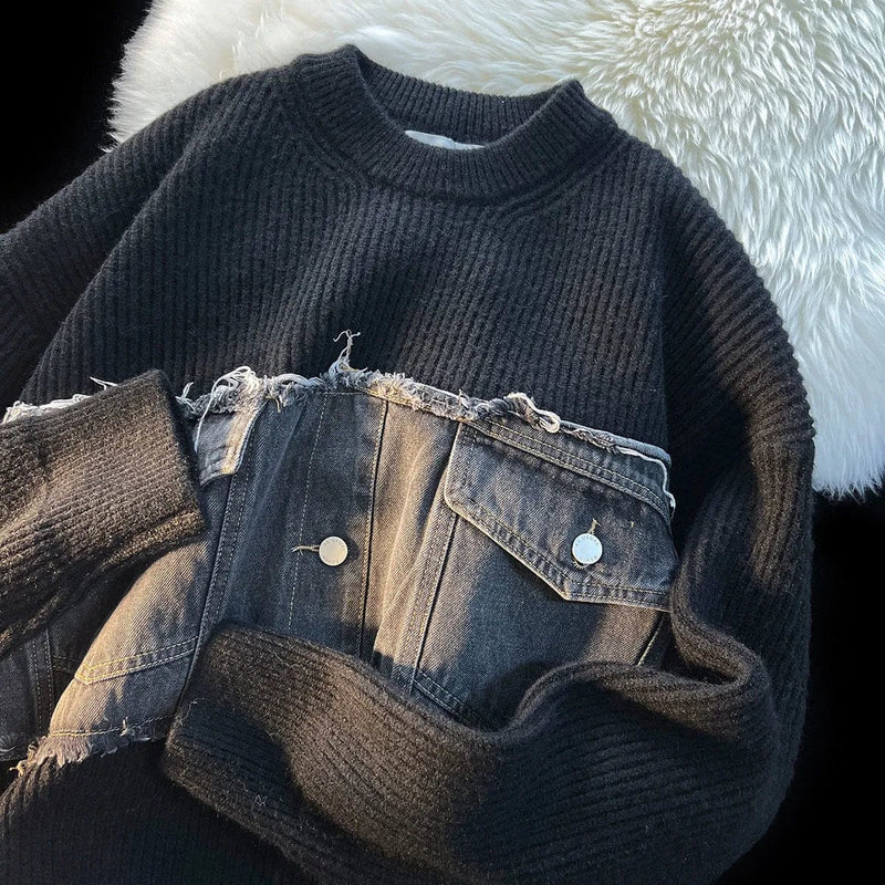 EP | Pull en denim patchwork