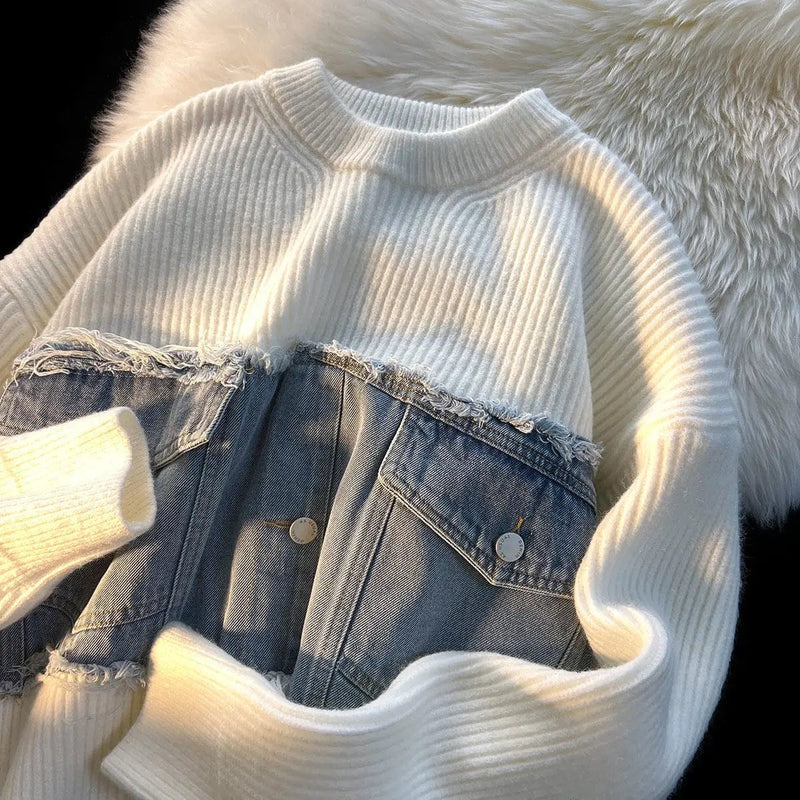 EP | Pull en denim patchwork