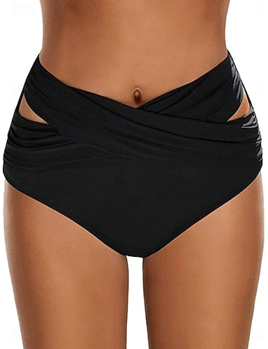 Swimwear Stretchy Boxer Shorts Swimsuit High Waist Vacation Beach Wear Color Sleeveless Bathing Suits