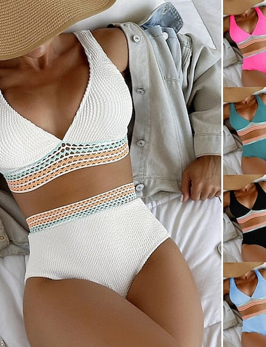 Regular Surfing Tankinis & Bikinis Bathing Top 2 Pieces Geometric Open Back Uv Protection Elastic Sleeveless Swimwear Surfing Diving Swimming Summer