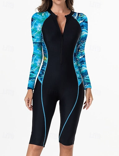 Rash Guard Bathing Suit Swimsuits Tie Dye Zip Up Ultra Light (ul) Uv Protection Elastic Long Sleeve Swimwear Surfing Snorkeling Spring