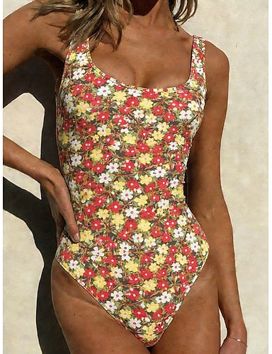 Swimwear One Piece Briefs Swimsuit Beach Wear Summer Graphic U Neck Sleeveless Bathing Suits