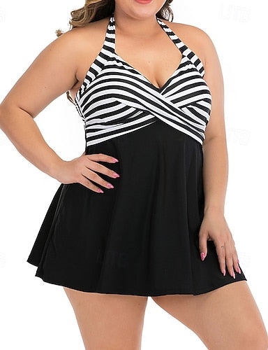 Halter Bikini Top Bathing Suit Swimsuits Stripes Uv Protection Elastic Sleeveless Swimwear Swimsuit Surfing Diving Swimming Summer