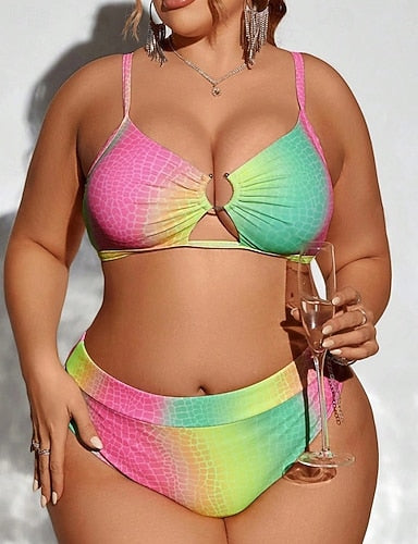 Bathing Suit Swimwear Bikini Sets Gradient Color Swimwear Pink Upf 50+ Sleeveless - Surfing Beach Swimming Summer