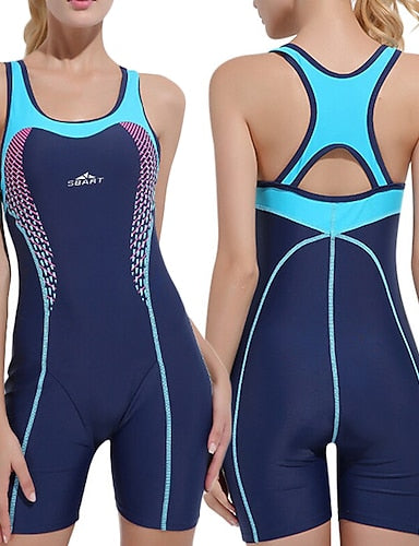 Sbart Swimwear One Piece Swimsuit Bathing Suit Racerback Boyleg Athletic Swimsuit Racing Athletic Patchwork Swimwear Chlorine Resistance Breathable High Elasticity Nylon Spandex Sleeveless