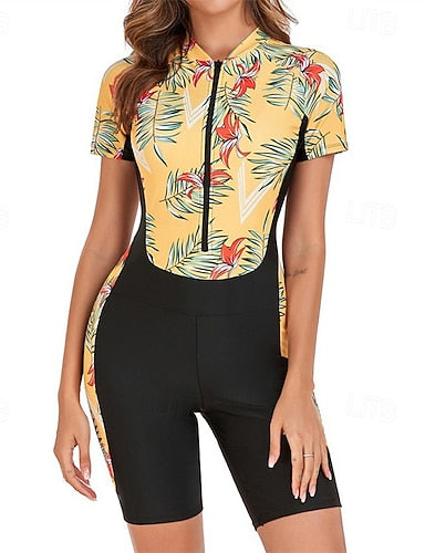 Rash Guard One Piece Swimsuit Front Zip Spandex Uv Sun Protection Upf50+ Quick Dry Long Sleeve Swimwear Bathing Suit Surfing Beach Water Sports Summer