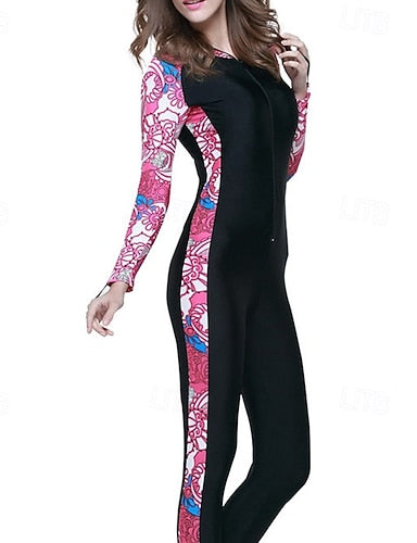 Rash Guard Full Body Swimwear Dive Skin Suit Patchwork Front Zip Hooded Upf50+ Quick Dry High Elasticity Long Sleeve Swimwear Surfing Diving Snorkeling Summer