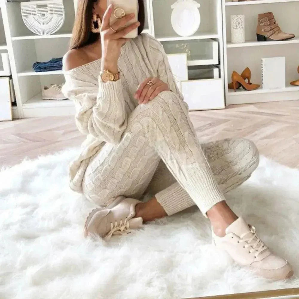EP | MW -Tricot long femme 2 pièces avec pull épais