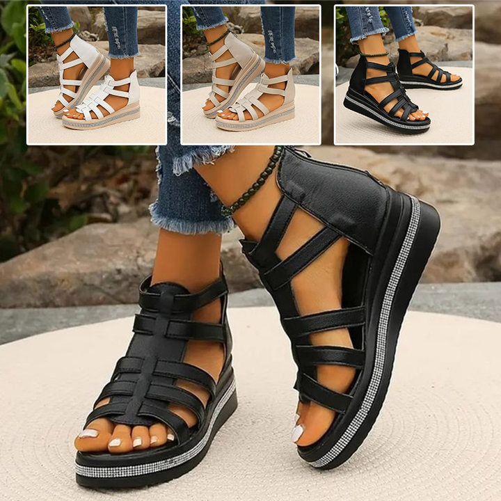 SL | Sandales compensées ornées de strass