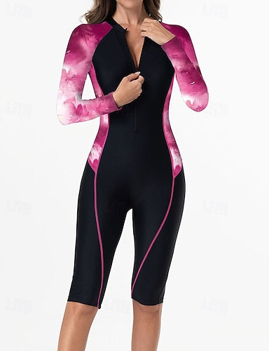 Rash Guard Bathing Suit Swimsuits Tie Dye Zip Up Ultra Light (ul) Uv Protection Elastic Long Sleeve Swimwear Surfing Snorkeling Spring
