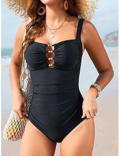 Swimwear Tankini 2 Piece Swimsuit Tummy Control High Waist Slim Backless Vacation Beach Wear Color Leopard V Neck Sleeveless Bathing Suits