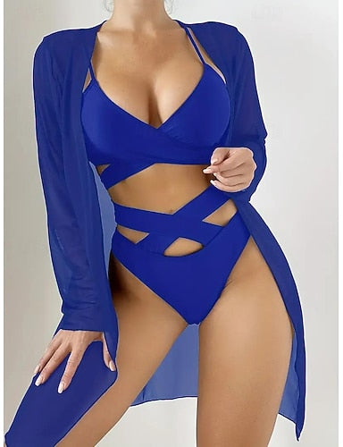 Normal Pajamas Bodies Sets Plain Hot Holiday Home Bed Swimming Nylon Outdoor Stretchy Sleeveless Skirt 3-piece Summer