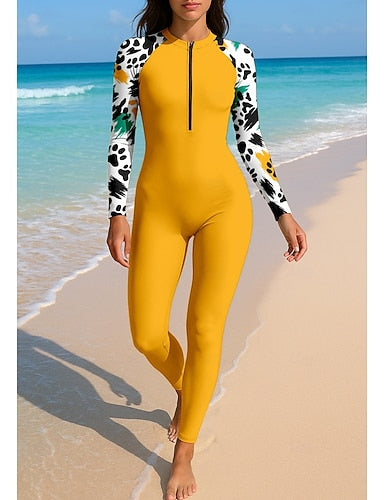 Rash Guard Full Body Swimwear Dive Skin Suit Front Zip Upf50+ Quick Dry High Elasticity Long Sleeve Swimwear Surfing Diving Snorkeling Summer