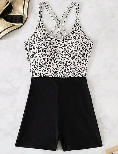 Bathing Suit One Pieces Animal Print Swim Dress Leoprint Ultra Light (ul) Uv Protection Elastic Sleeveless Swimwear Surfing Snorkeling Summer