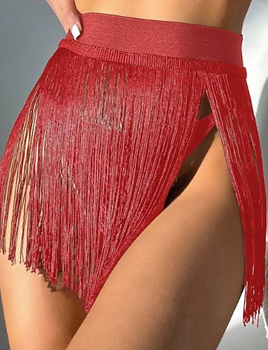 Swimwear Bikini Bottom Skirt Swimsuit Fringe Hem Vacation Beach Wear Color Sleeveless Bathing Suits