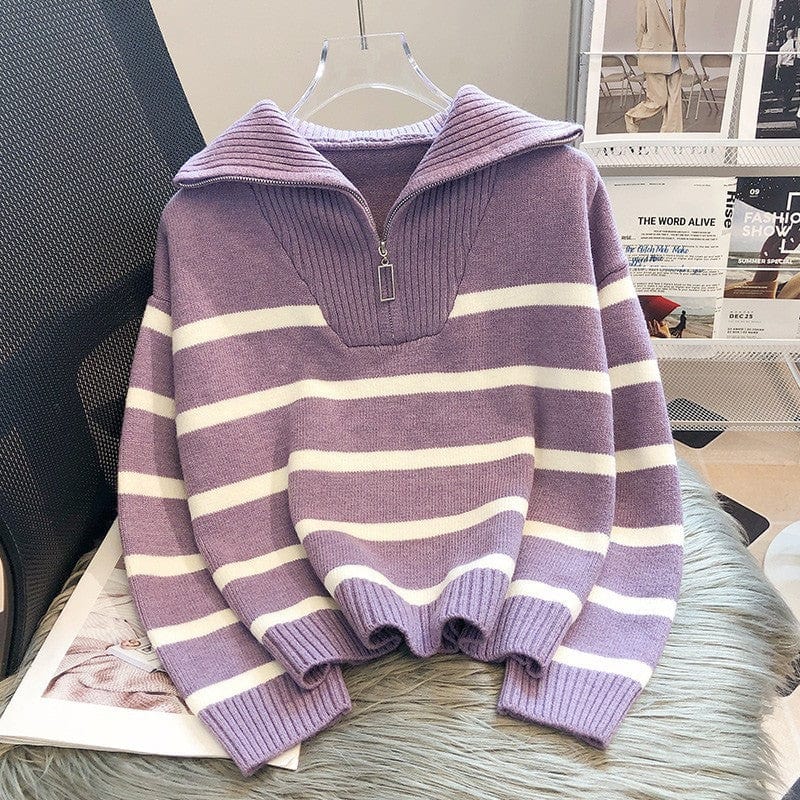 EP | Zip Pull-over rayé en tricot