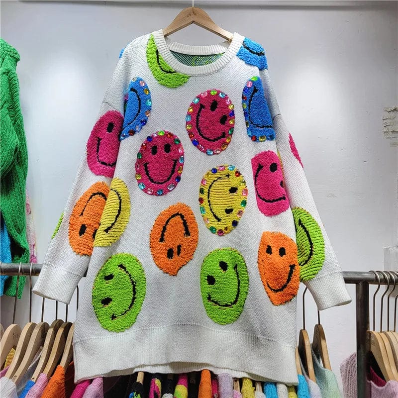 EP | pull-over tricoté avec broderie cartoon, pull-over à la mode
