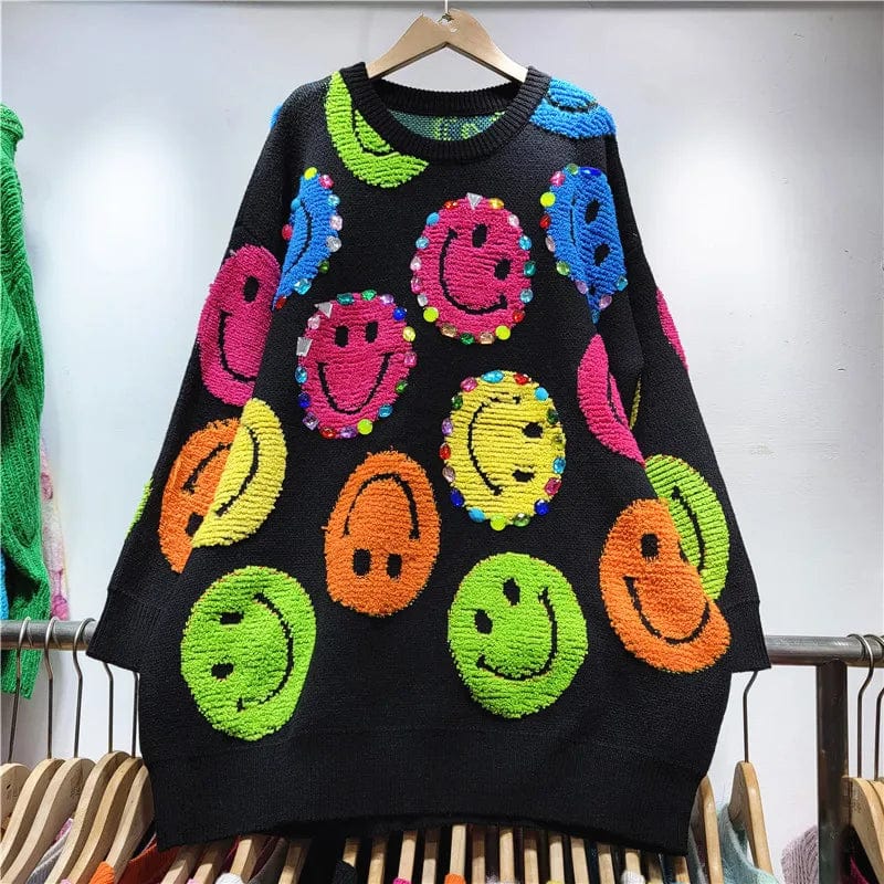EP | pull-over tricoté avec broderie cartoon, pull-over à la mode