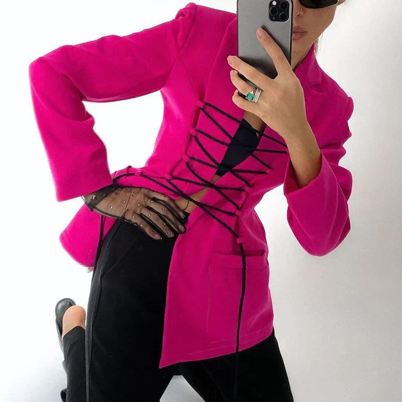 EP | dentelle blazer poches manches veste fine