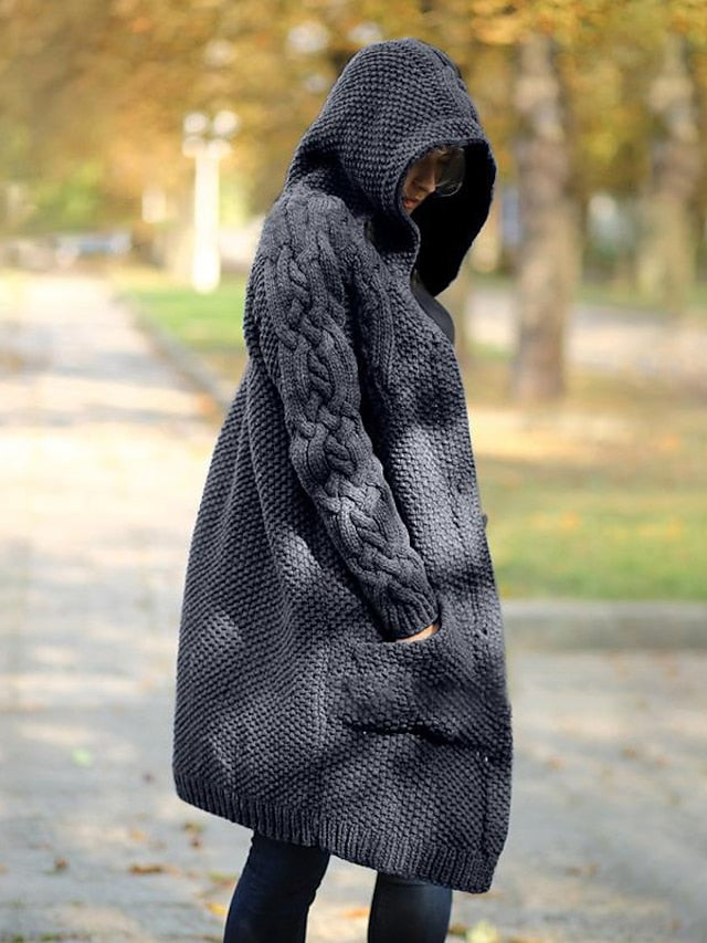 SL | Cardigan à capuche en grosse maille