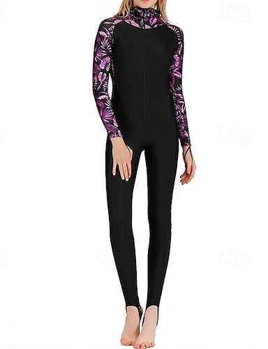 Rash Guard Full Body Swimwear Dive Skin Suit Patchwork Front Zip Hooded Upf50+ Quick Dry High Elasticity Long Sleeve Swimwear Surfing Diving Snorkeling Summer